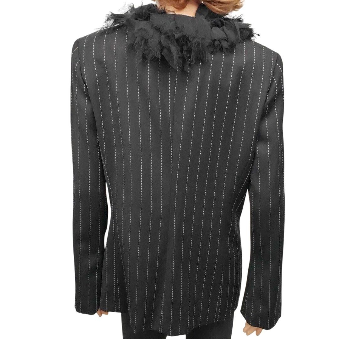 Vintage Pamela Vanderlinde Zone Blazer Jacket Pinstriped Ruffled 8 Size M / US 6-8 / IT 42-44 - 10 Thumbnail