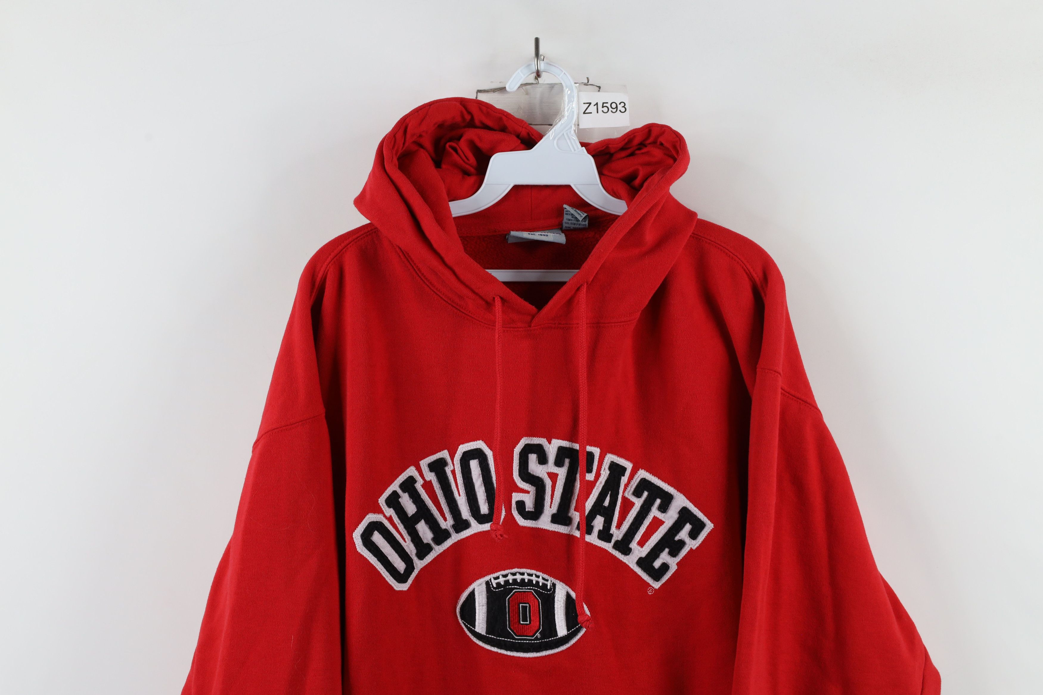 Vintage Vintage 90s Spell Ohio State University Football Hoodie Red Size ONE SIZE - 2 Thumbnail