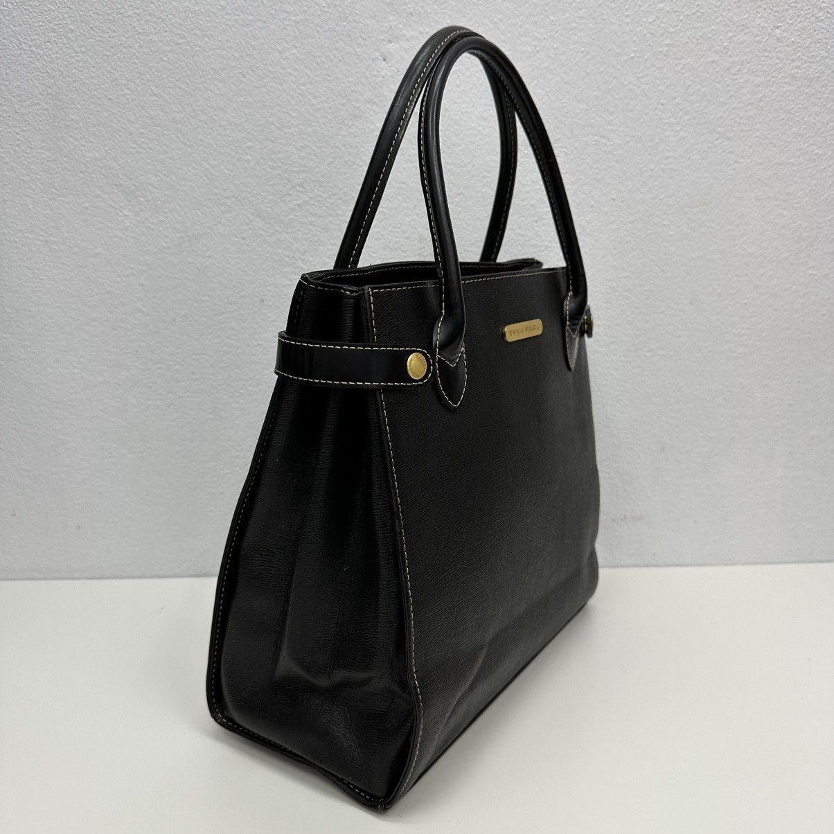 Burberry ‼️YES‼️ AUTHENTIC BURBERRY BLACK CALFSKIN LEATHER HANDBAG Size ONE SIZE - 4 Thumbnail