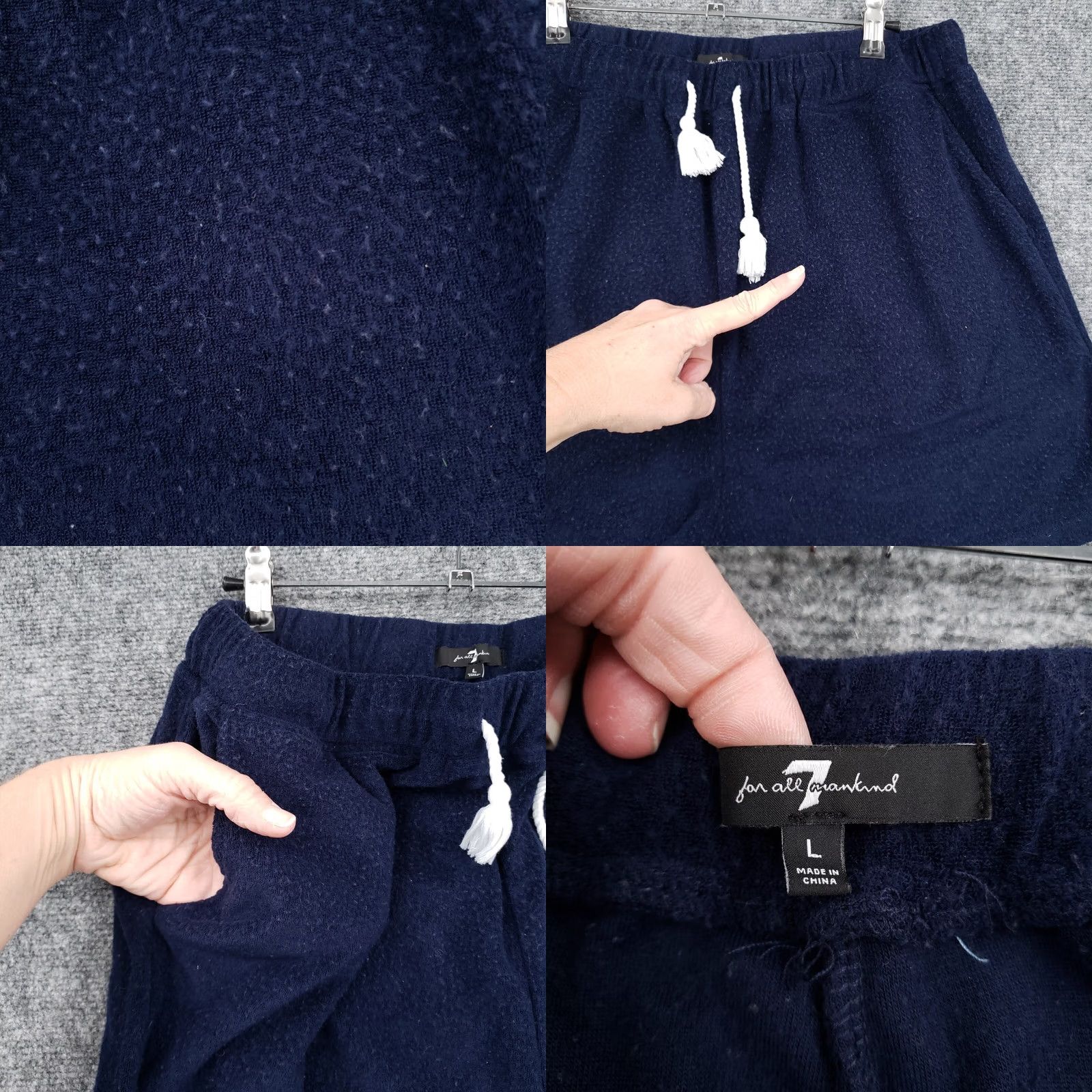 7 For All Mankind 7 For All Mankind Sleep Shorts Womens L Large Blue Fleece Lounge Drawstring Size 36" / US 14 / IT 50 - 8 Thumbnail