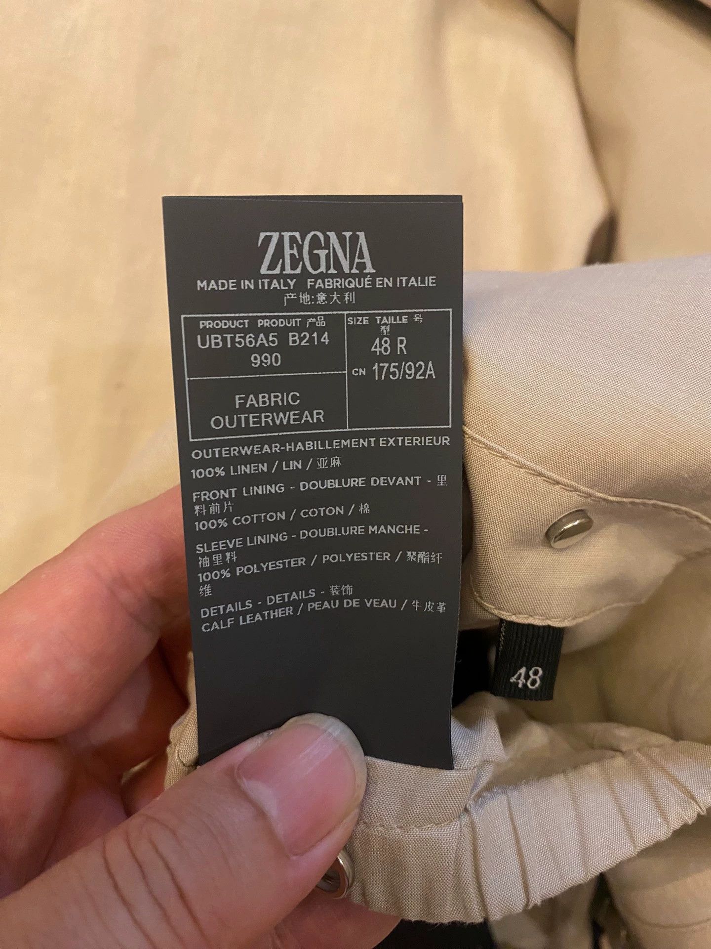 Ermenegildo Zegna Zegna New Logo Traveler 100% Linen 4-Pocket Jacket Size US M / EU 48-50 / 2 - 8 Thumbnail