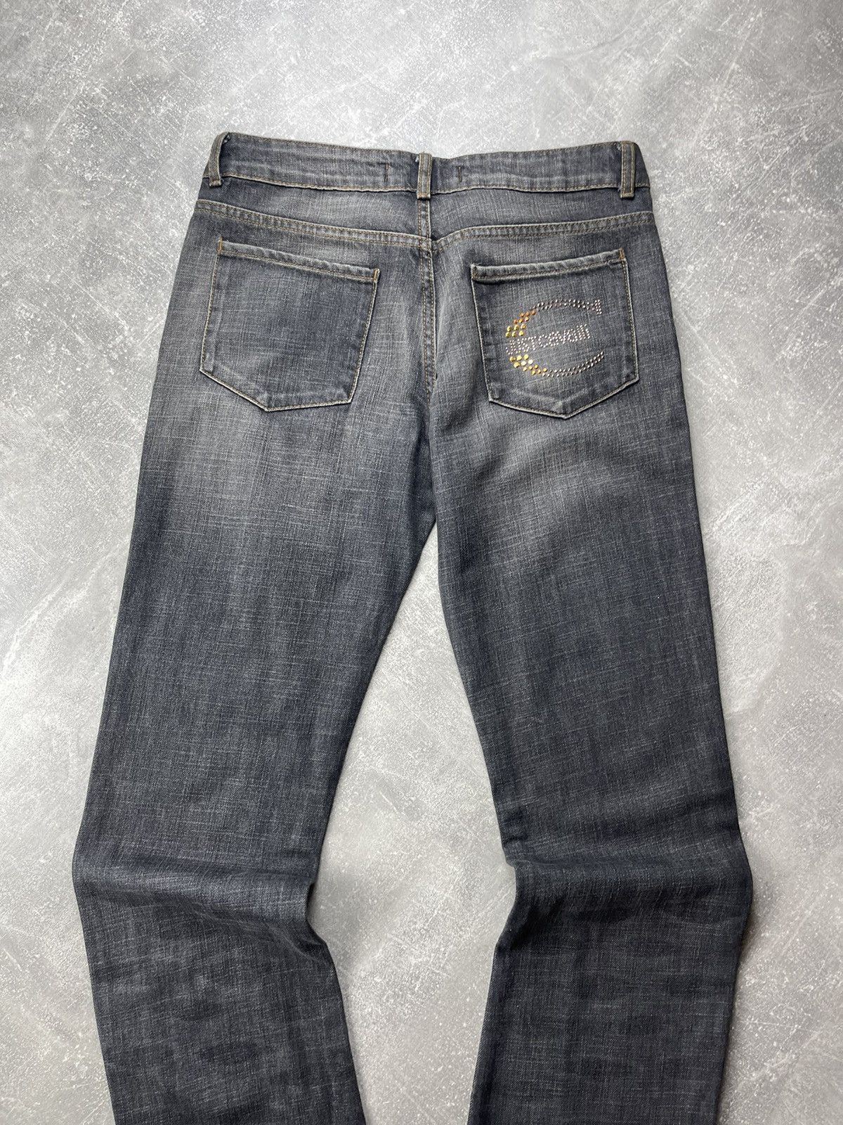 Just Cavalli × Roberto Cavalli Just Cavalli Roberto Cavalli Gray Faded Logo Flared Jeans Size 29" - 2 Thumbnail