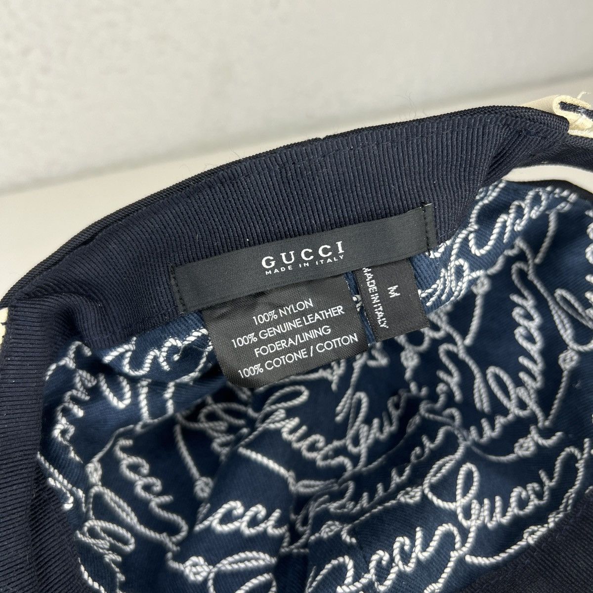 Gucci Gucci Baseball Cap Hat Spellout Big Logo Dark Navy Nylon Size ONE SIZE - 6 Thumbnail