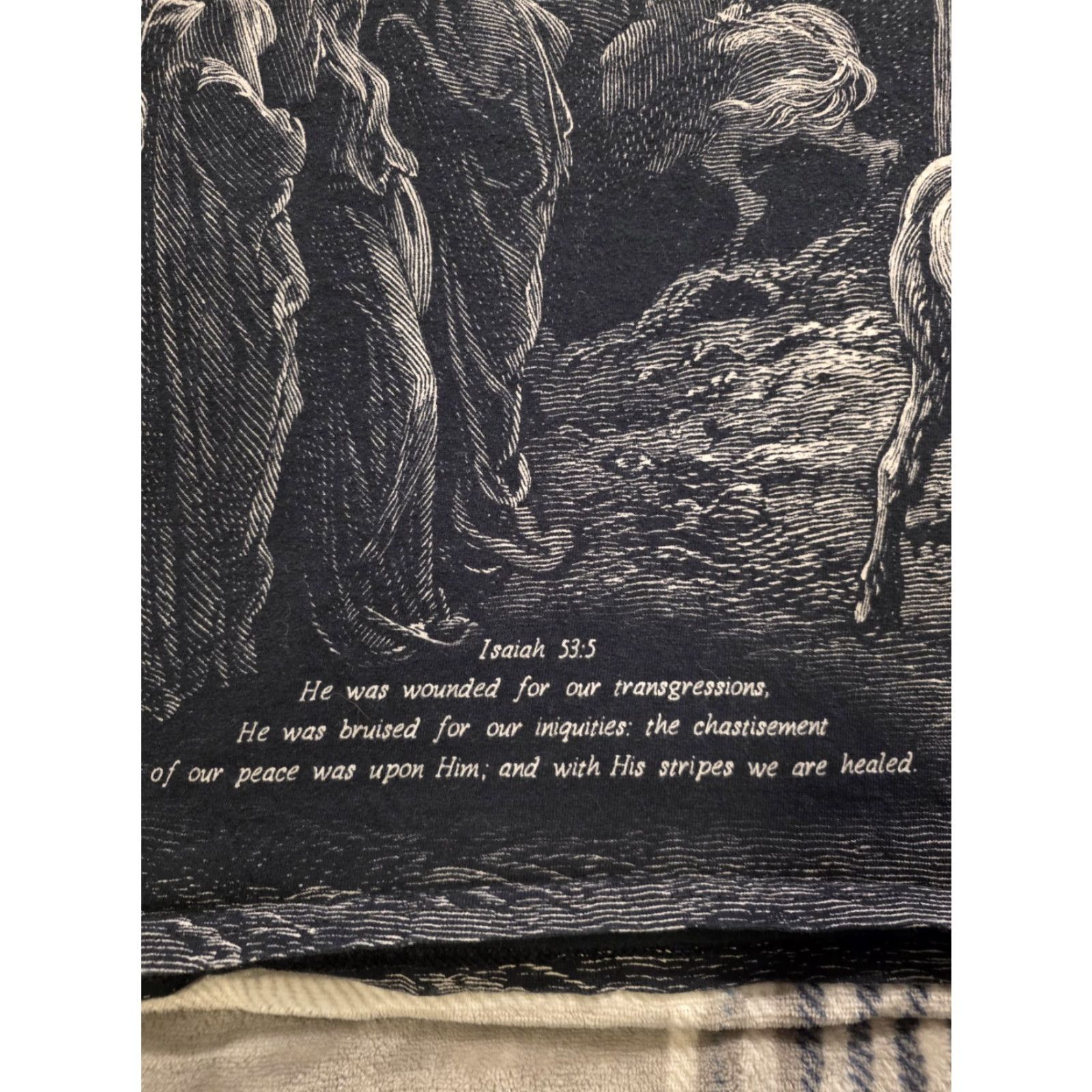 Isaia VINTAGE Kerusso Jesus Crusifixtion T Shirt Isaiah 53:5 Black Mens 2XL Graphic Print Crew Neck Short Sleeve Cotton Art 2XL RARE Size US XXL / EU 58 / 5 - 3 Thumbnail