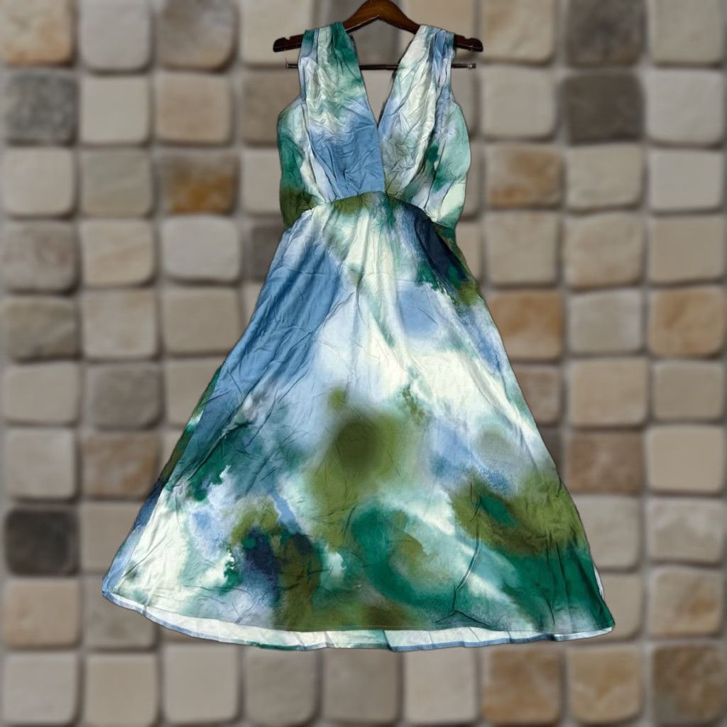 VINTAGE Banana Republic Dress Womens Petite Midi Blouson