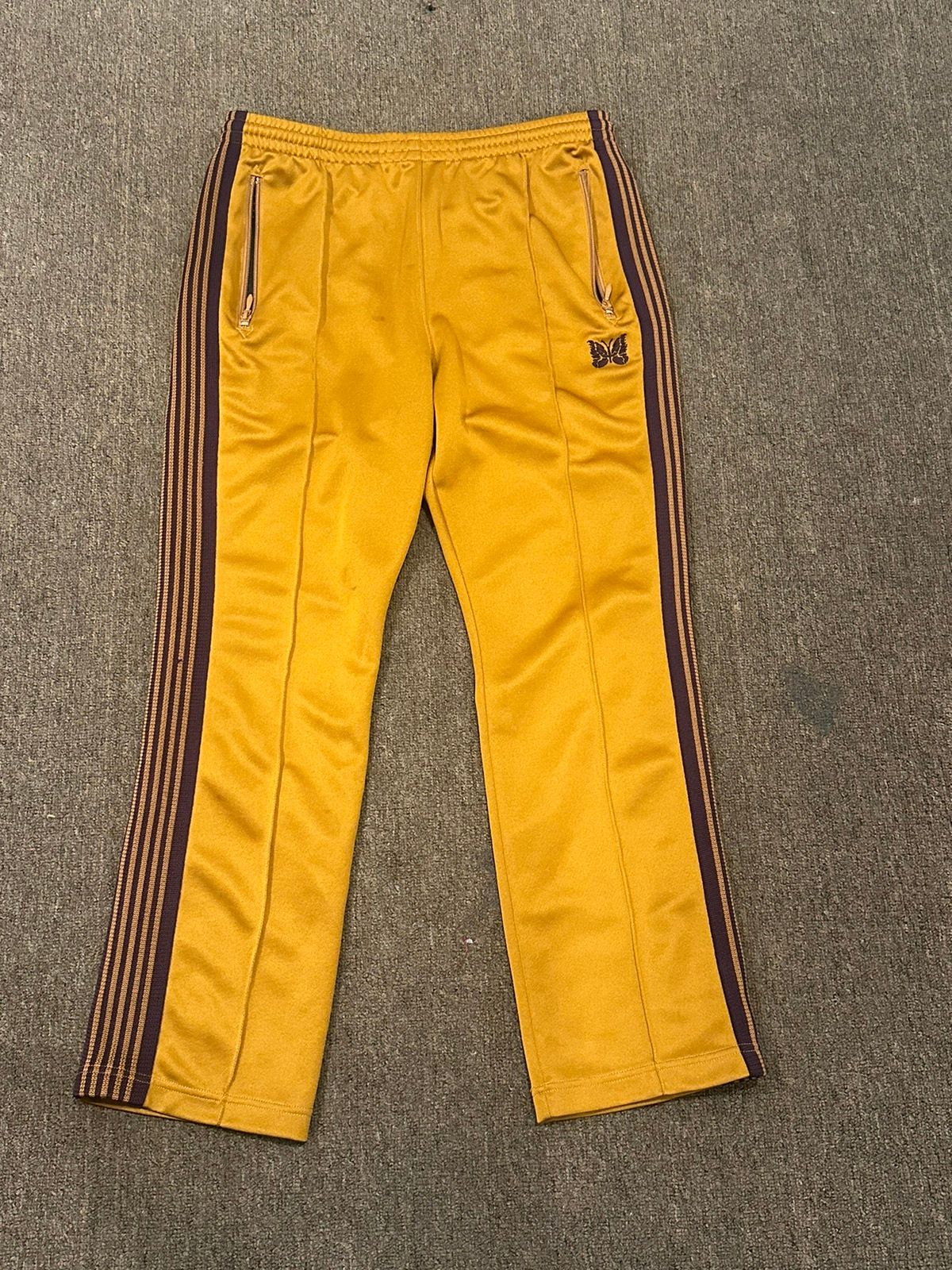Pre-owned Needles Narrow Track Pants- Poly Smooth In Yellow