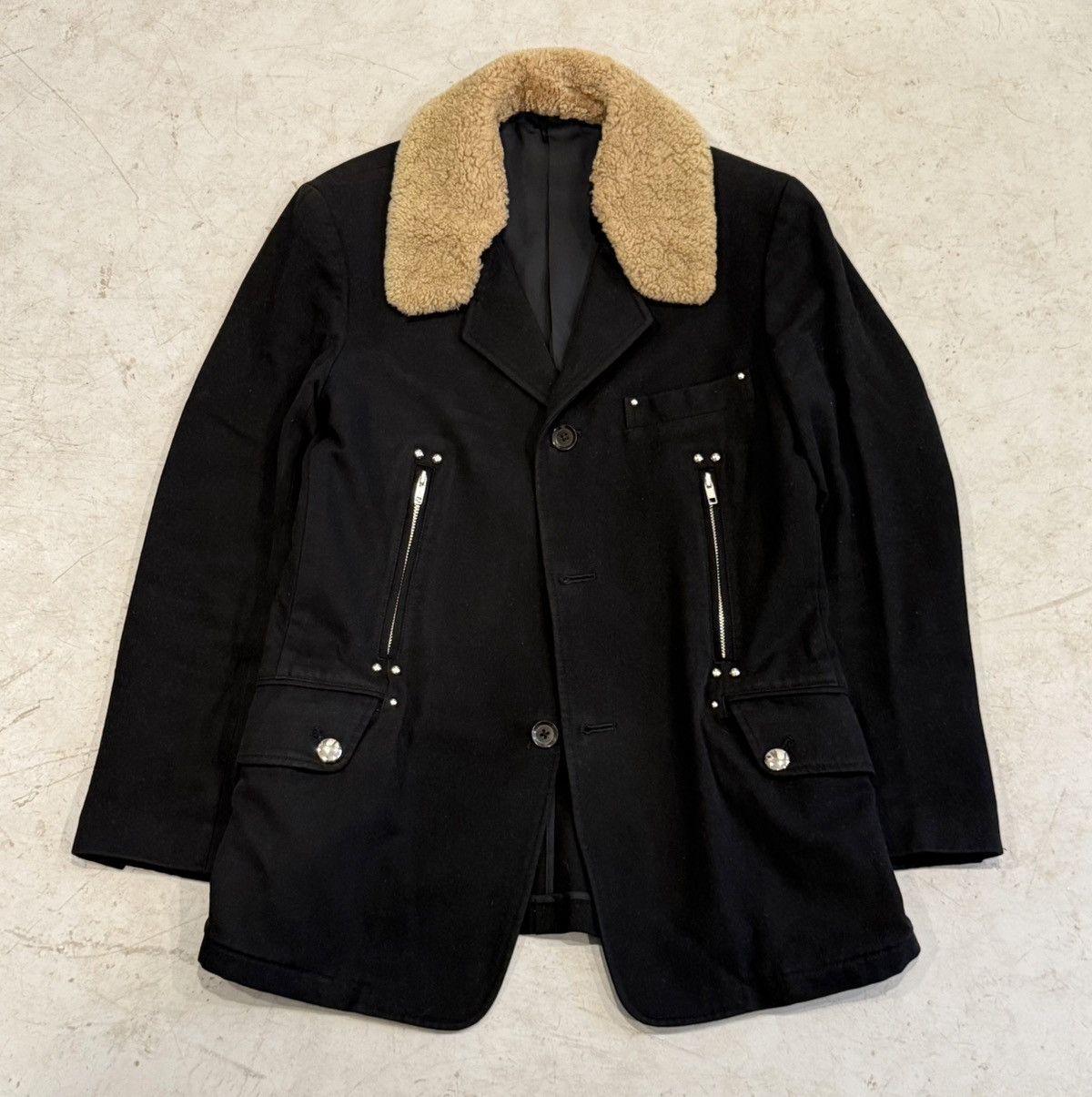 Yohji Yamamoto Yohji Yamamoto AW05 Lamb Fur Horsehide Studded Wool Jacket Size US M / EU 48-50 / 2 - 1 Thumbnail