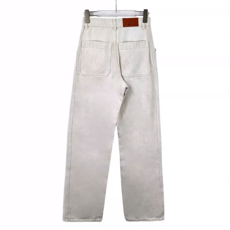 Loro Piana Loro Piana White logo leather brand cotton casual wide-leg Size 25" / US 0 / IT 36 - 2 Thumbnail