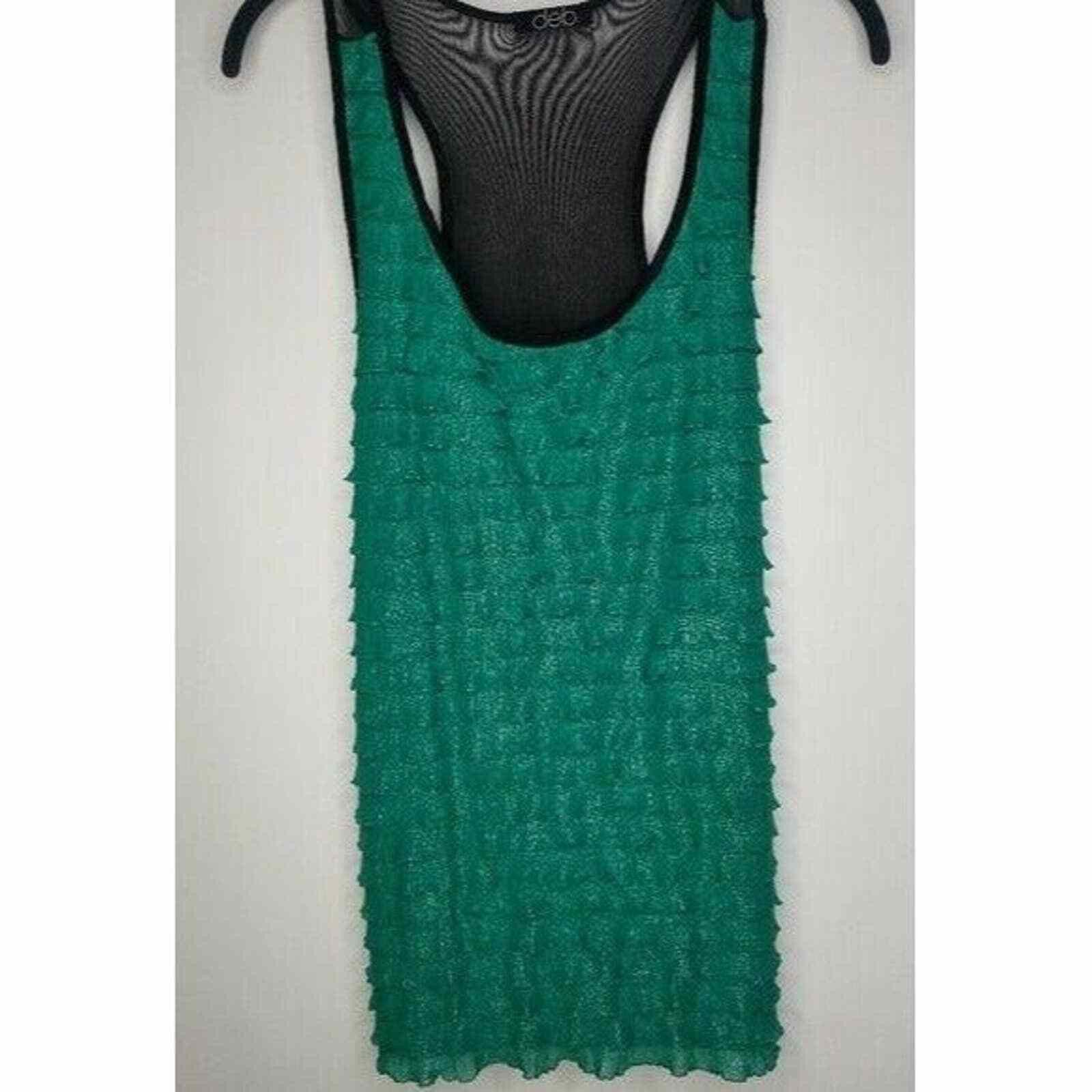 Debut DEB Tank Blouse Sleeveless Shirt Sparkly Teal Pretty Large Size L / US 10 / IT 46 - 8 Thumbnail