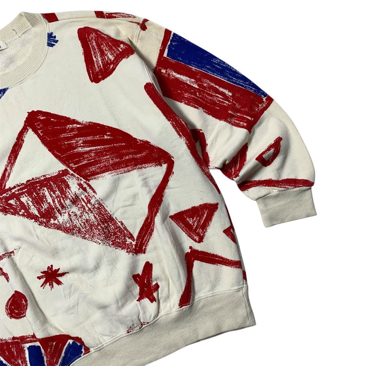 Issey Miyake Vintage 90s Issey Miyake Calk Painted Abstract Sweetshirt Size US M / EU 48-50 / 2 - 5 Thumbnail