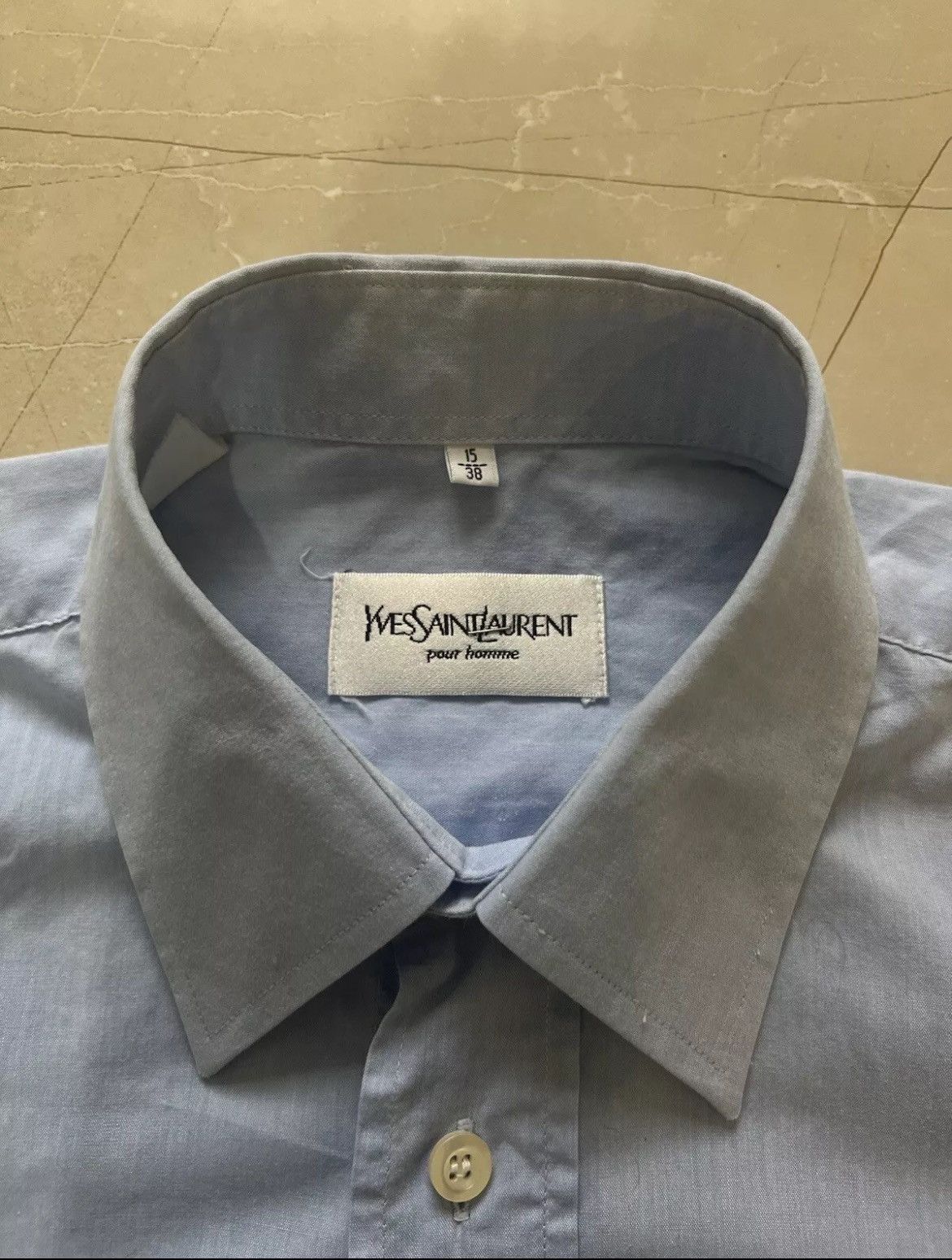 Vintage × Yves Saint Laurent VTG shirt Yves Saint Laurent blue short sleeve Size US M / EU 48-50 / 2 - 5 Thumbnail