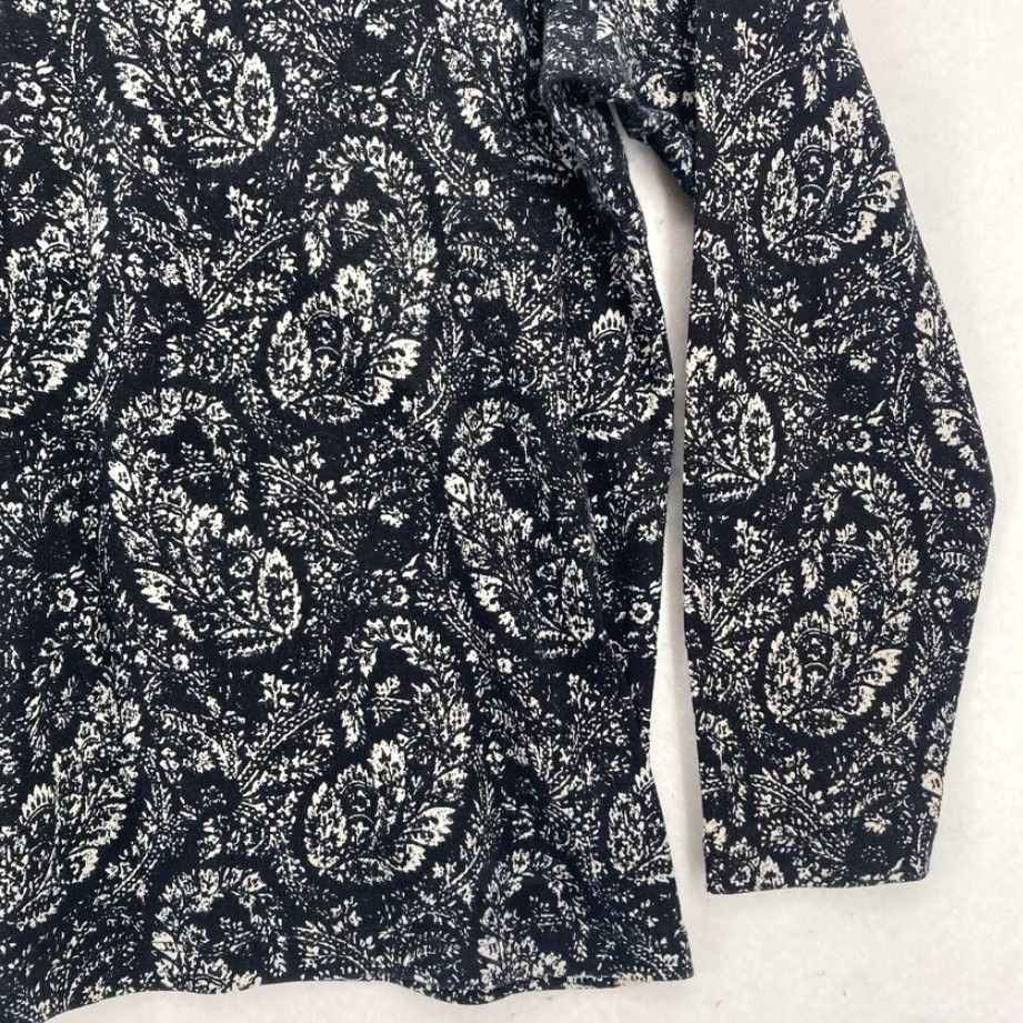 Ralph Lauren Lauren Ralph Lauren Women's Black Paisley Long Sleeve Cotton Knit Top Size 2X Size XXL / US 16-18 / IT 52-54 - 3 Thumbnail