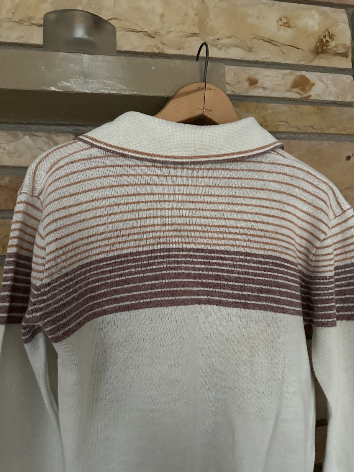Vintage Vintage 70s Striped Knit Polo Shirt Size US M / EU 48-50 / 2 - 6 Thumbnail
