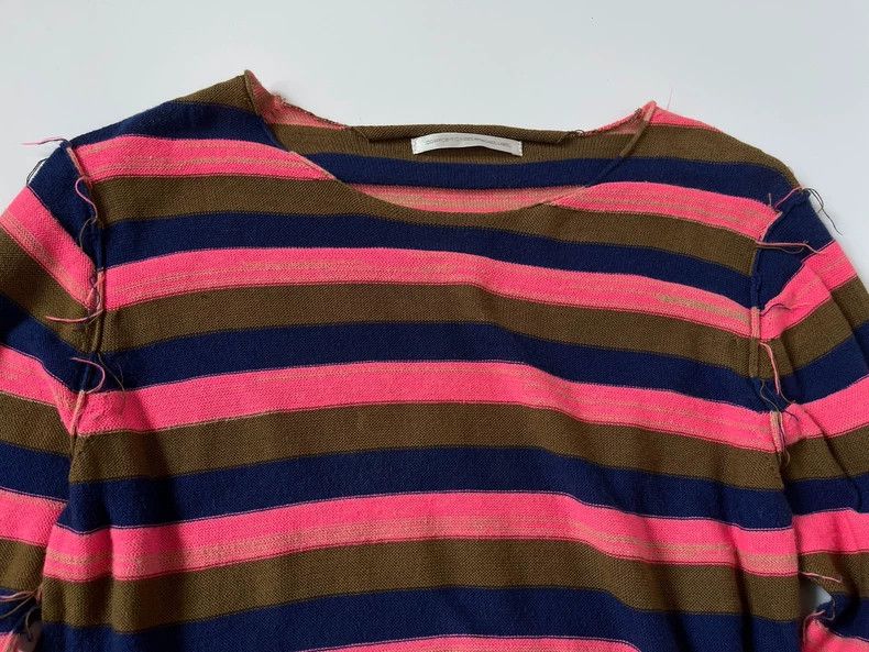 Y's Y's Upside-down striped fur-trimmed sweater Size US M / EU 48-50 / 2 - 2 Thumbnail