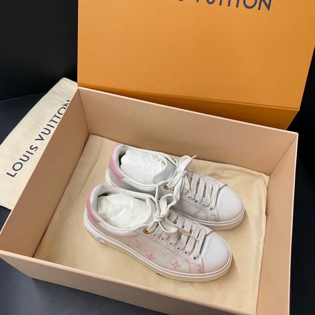 Louis Vuitton LV Logo Pink Gradient White Sneakers Size US 4 / IT 34 - 1 Thumbnail