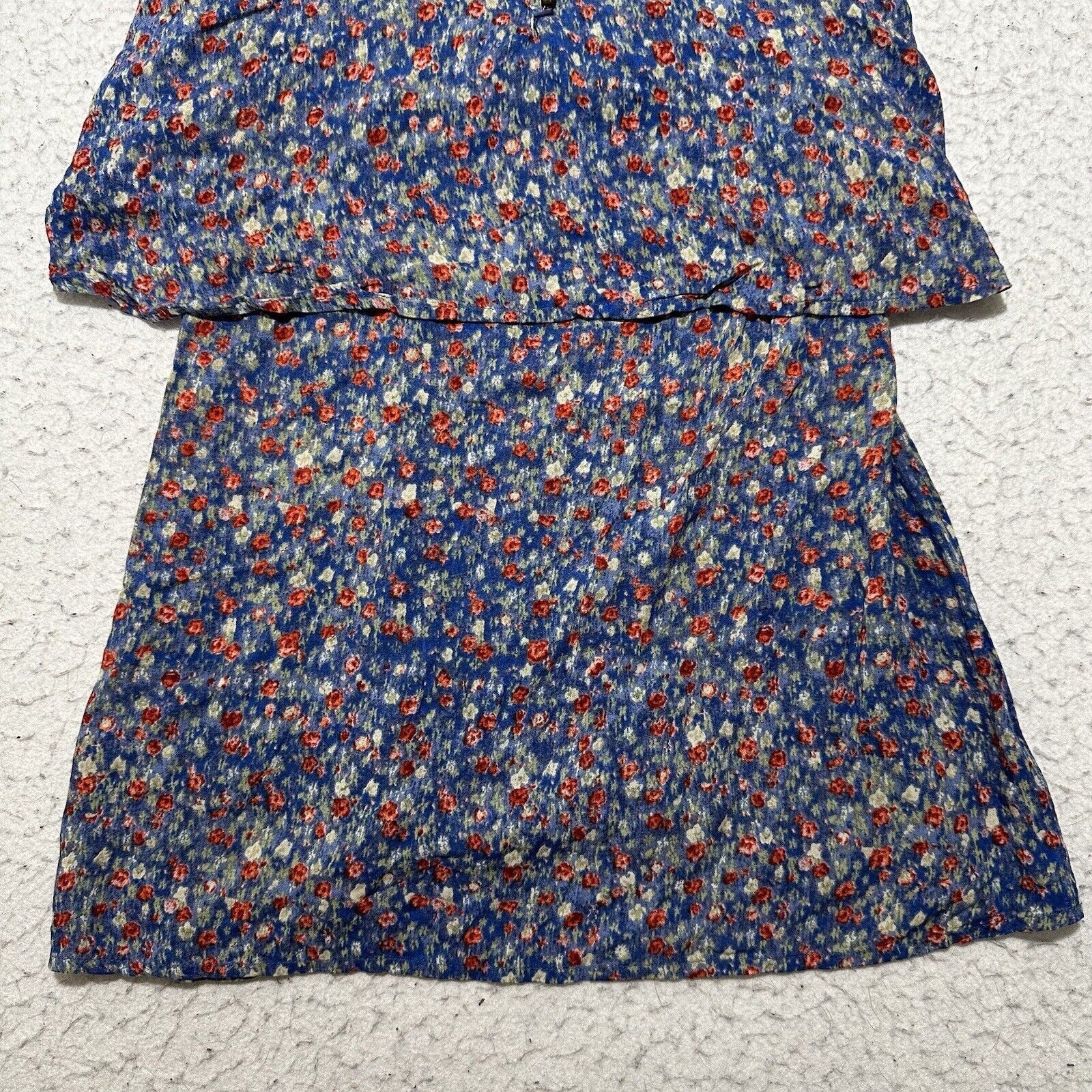 Other Aerie XS Blue Floral Spaghetti Strap Tiered Mini Sun Dress Size XS / US 0-2 / IT 36-38 - 4 Thumbnail