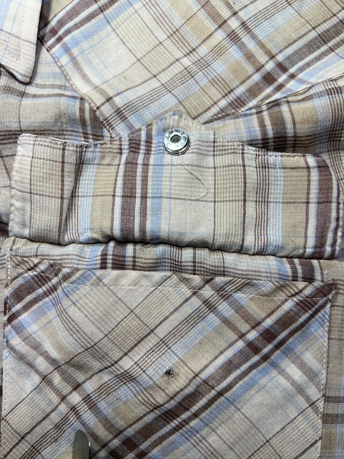 Other Silver Spur S/S Western Pearl Snap Shirt Sz 17 Tan & Blue Size US L / EU 52-54 / 3 - 12 Thumbnail