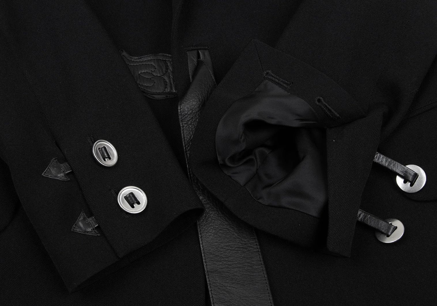 Jean Paul Gaultier Long Leather Belted Jacket in Black, Size 4 Size US XL / EU 56 / 4 - 6 Thumbnail