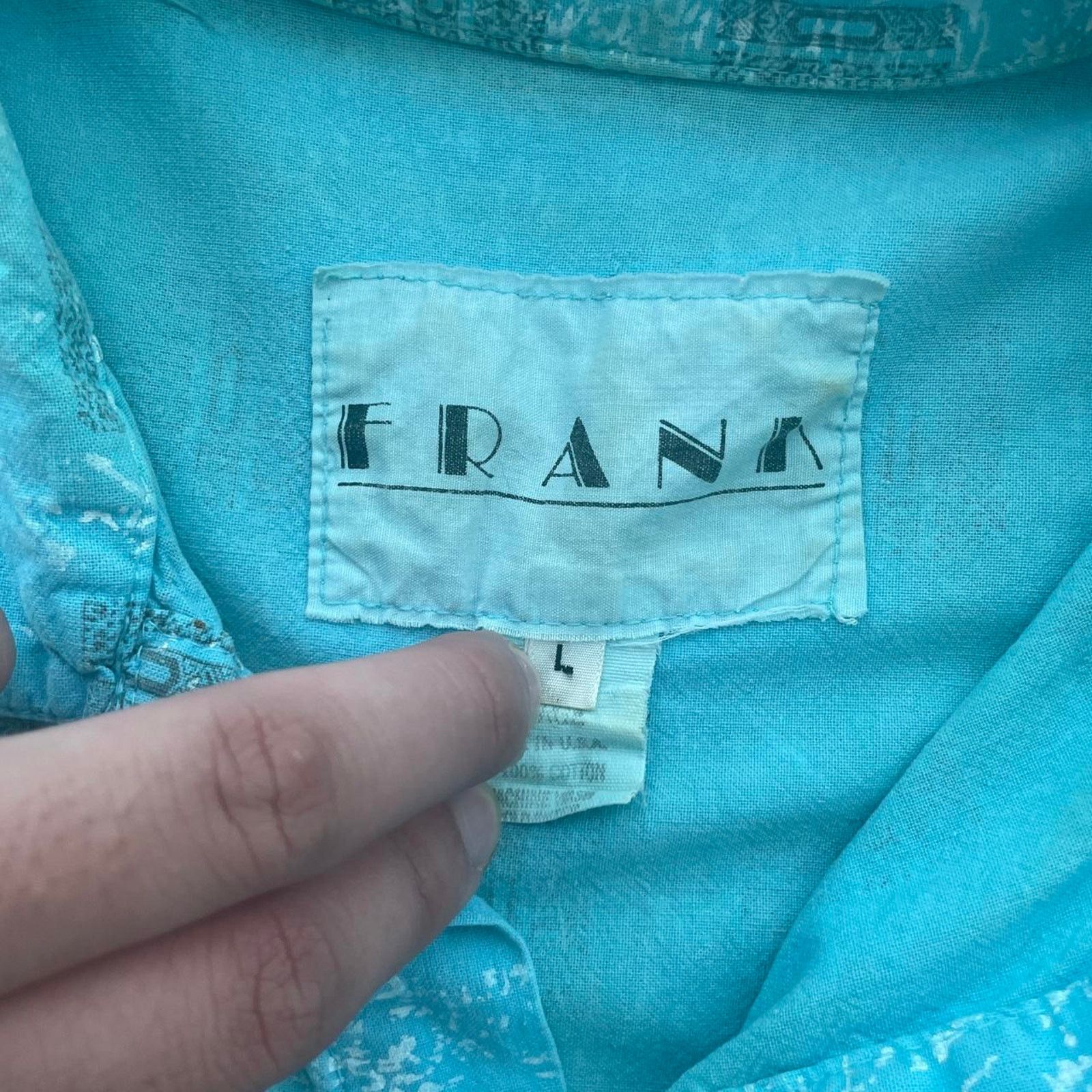 Vintage Vintage Frank Light Blue Patterned Button Up Shirt Size US L / EU 52-54 / 3 - 4 Thumbnail