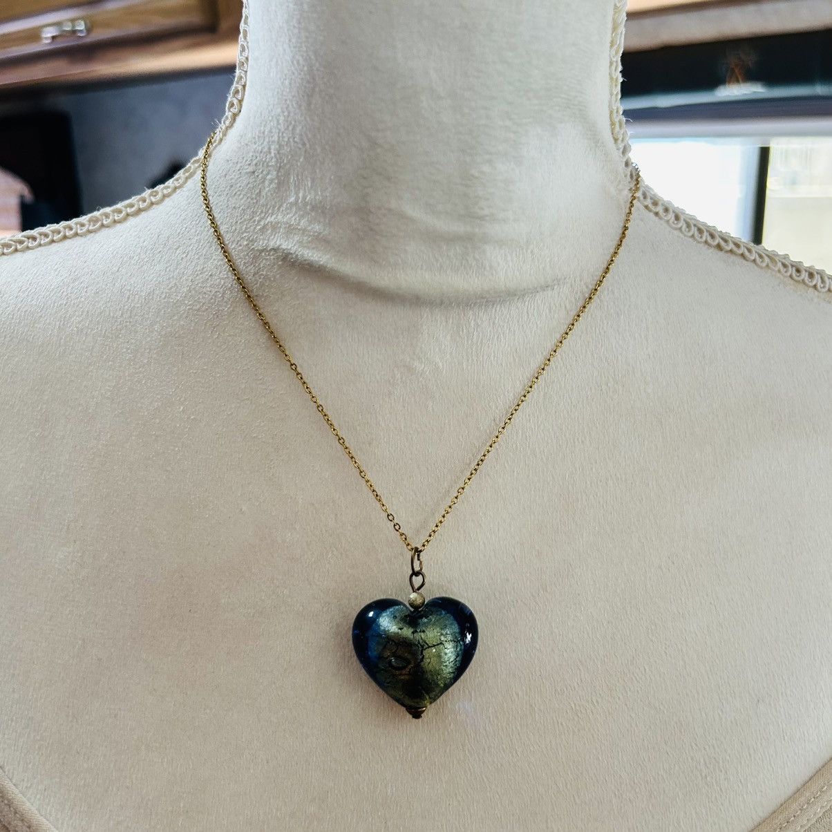 Handmade Handcrafted dichroic glass bubble heart pendant necklace Size ONE SIZE - 2 Thumbnail