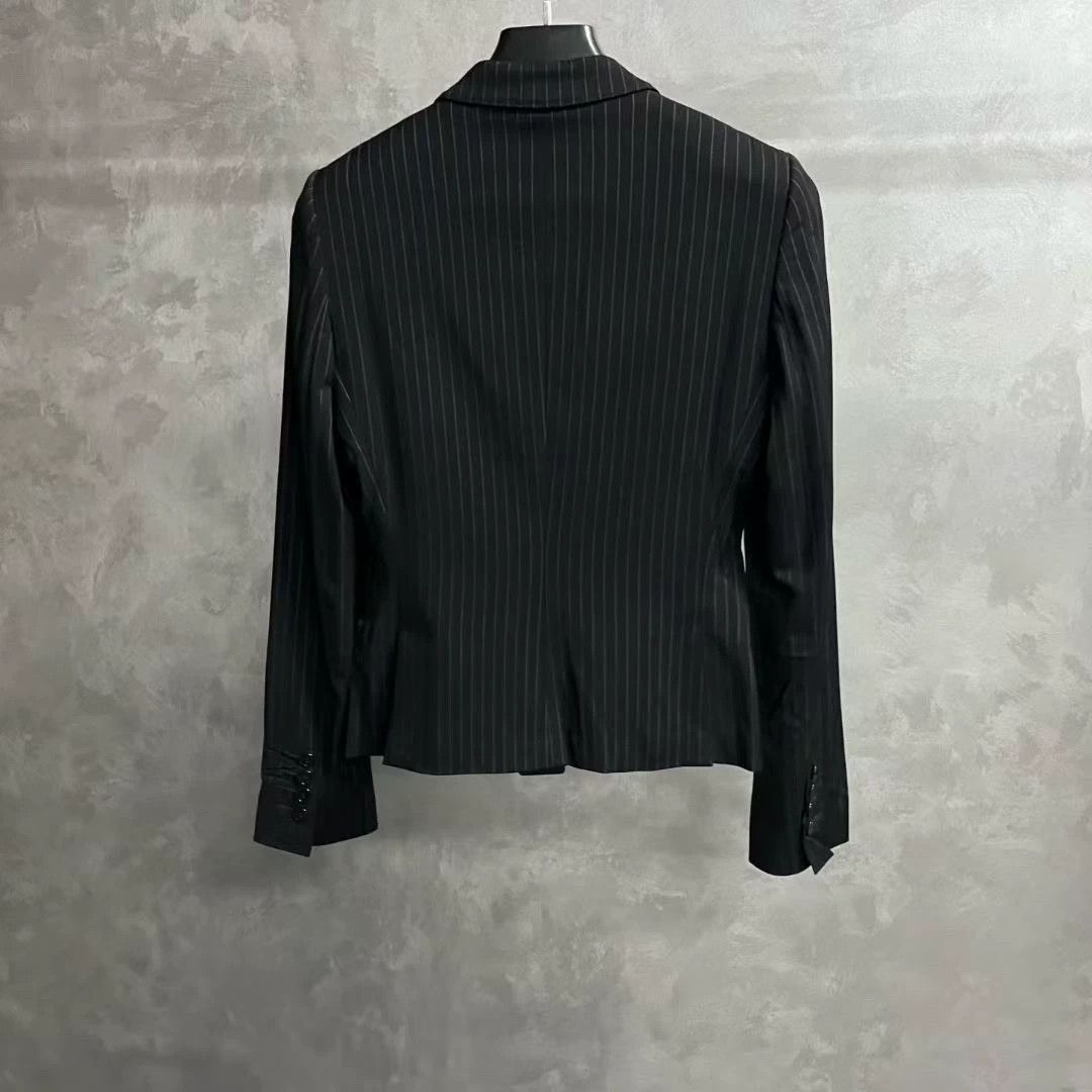 Dolce & Gabbana black pinstripe casual blazer jacket Size XS / US 0-2 / IT 36-38 - 2 Thumbnail