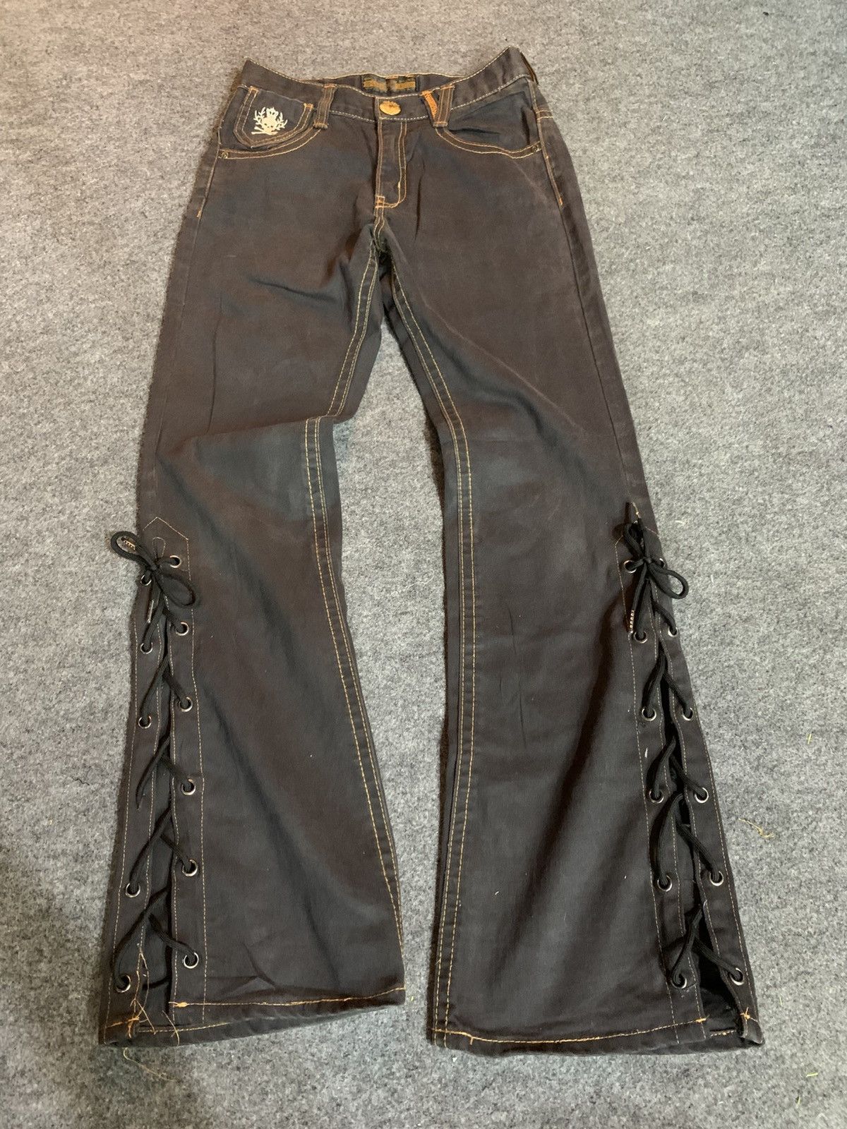 GOSTAR DE FUGA × If Six Was Nine × Japanese Brand Flare laces jeans oolalasasson japanese style Size US 27 - 3 Thumbnail