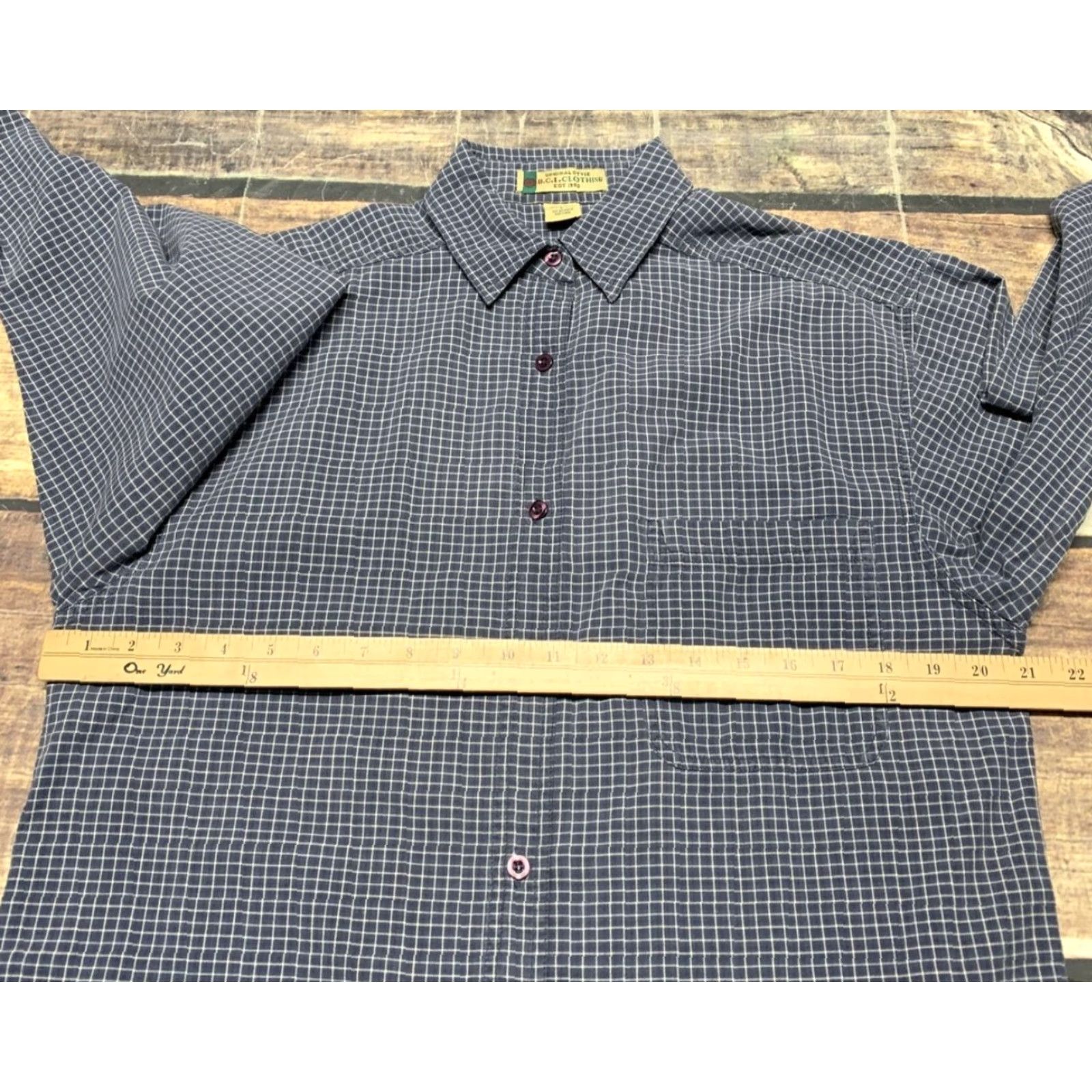 Vintage B.C.I. Clothing Shirt Mens Blue White Plaid Size Large Button Up Long Sleeve Size US L / EU 52-54 / 3 - 4 Thumbnail