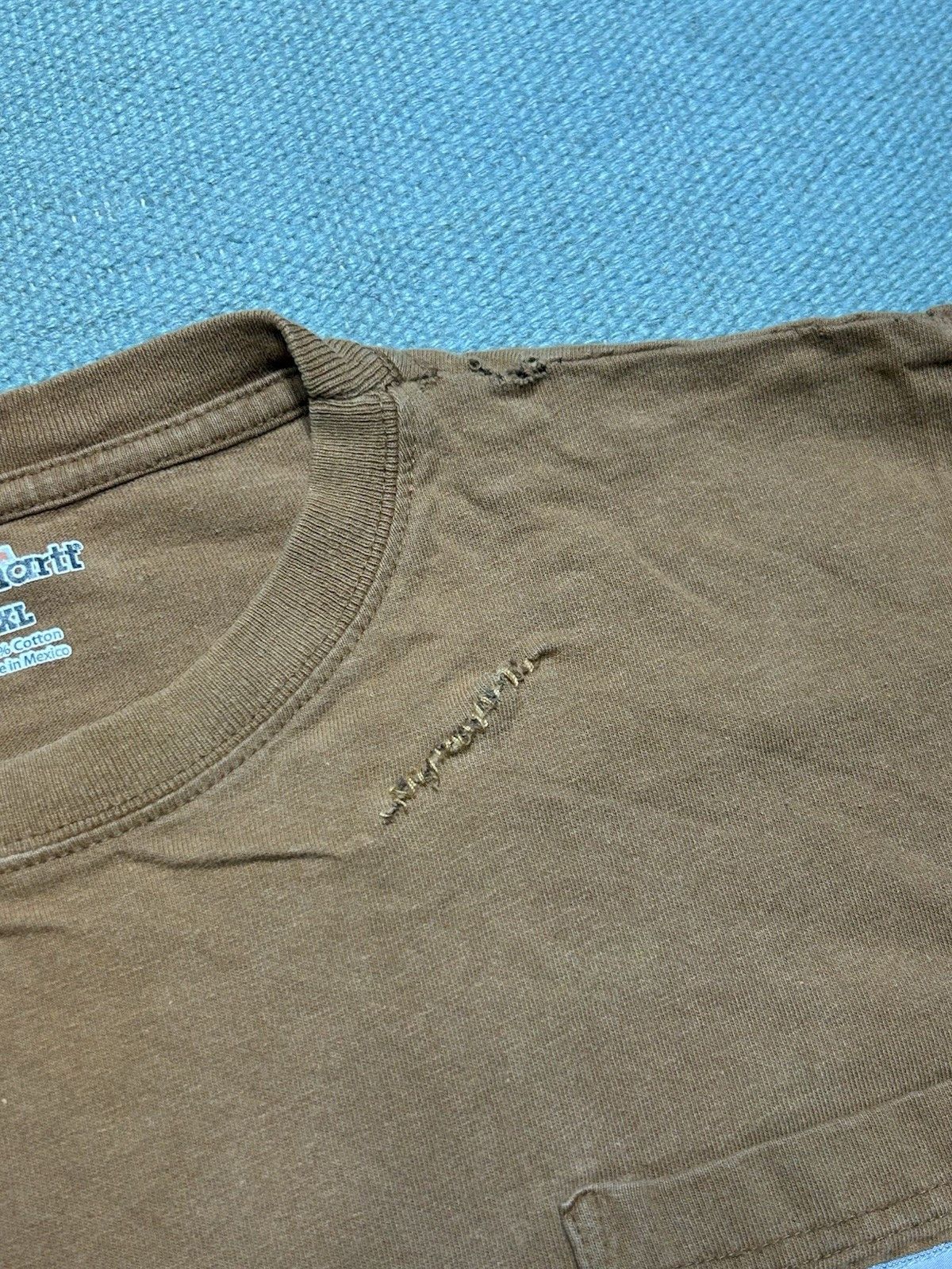 Vintage Carhartt pocket t shirt brown tan distressed repaired XL Size US XL / EU 56 / 4 - 4 Thumbnail