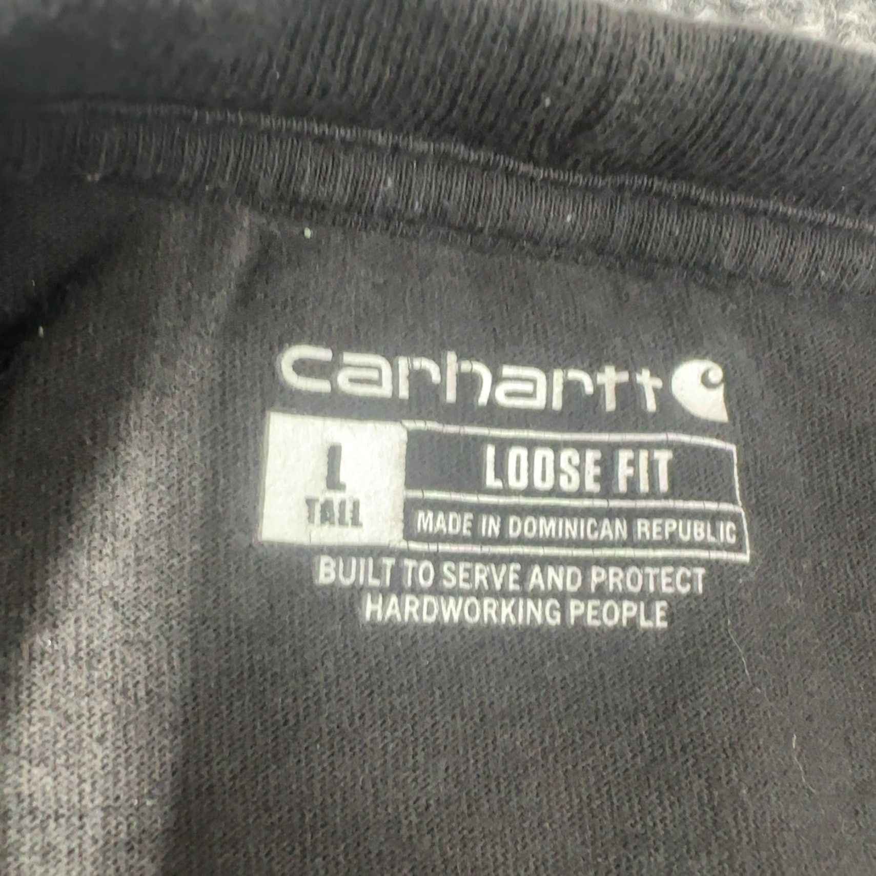 Carhartt VINTAGE Carhartt K87 Black LT T Shirt Mens Tall Loose Fit Workwear Jersey Crew Neck with Pockets Size US L / EU 52-54 / 3 - 6 Thumbnail