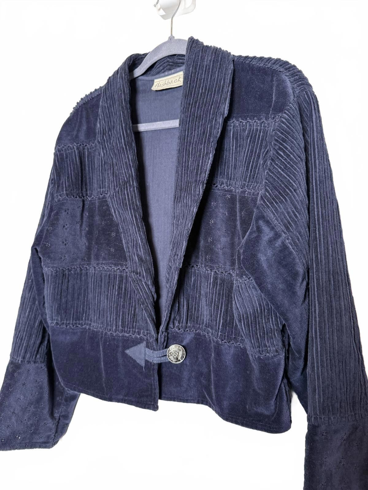 Unknown London Vintage Navy Blue Women's Western Corduroy Jacket Size M / US 6-8 / IT 42-44 - 2 Thumbnail