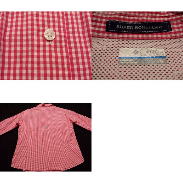 Pinko Columbia PFG Womens Large Shirt L/S Button-Front Pink Plaid Check  Vented Fishing