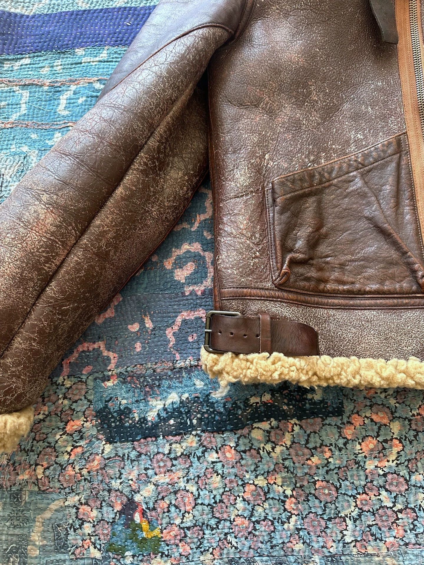 RRL Ralph Lauren RL RRL Purple Label B3 Crackled Fur-Lined Leather S Size US S / EU 44-46 / 1 - 4 Thumbnail