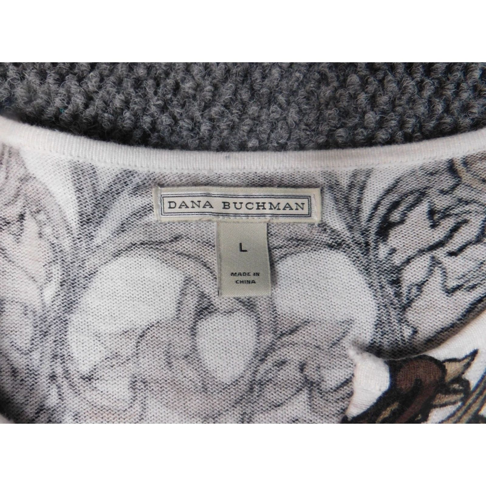 Vintage Dana Buchman Womens Sweater L Brown Floral Crew Neck Pullover Cotton Knit Embroidered Stretch Regular Classic Size L / US 10 / IT 46 - 4 Thumbnail