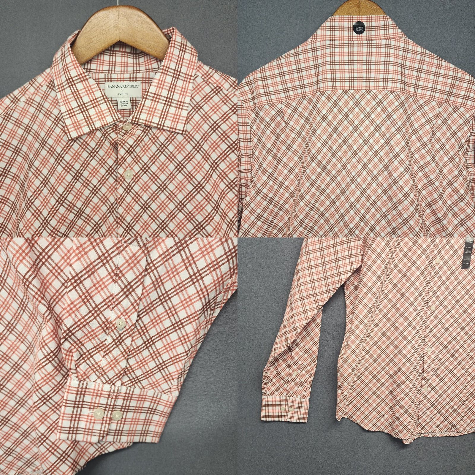 Banana Republic Banana Republic Mens Shirt Large Slim Fit Long Sleeve Button-Up Orange Geometric Shirt Mens L Orange Geometric Fall Spring Winter Button-Up Size US L / EU 52-54 / 3 - 9 Thumbnail