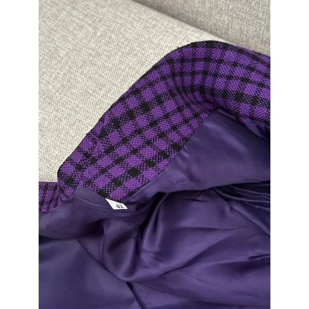Other Gianni Versace Purple Check Double-Breasted Blazer IT42 Size M / US 6-8 / IT 42-44 - 7 Thumbnail