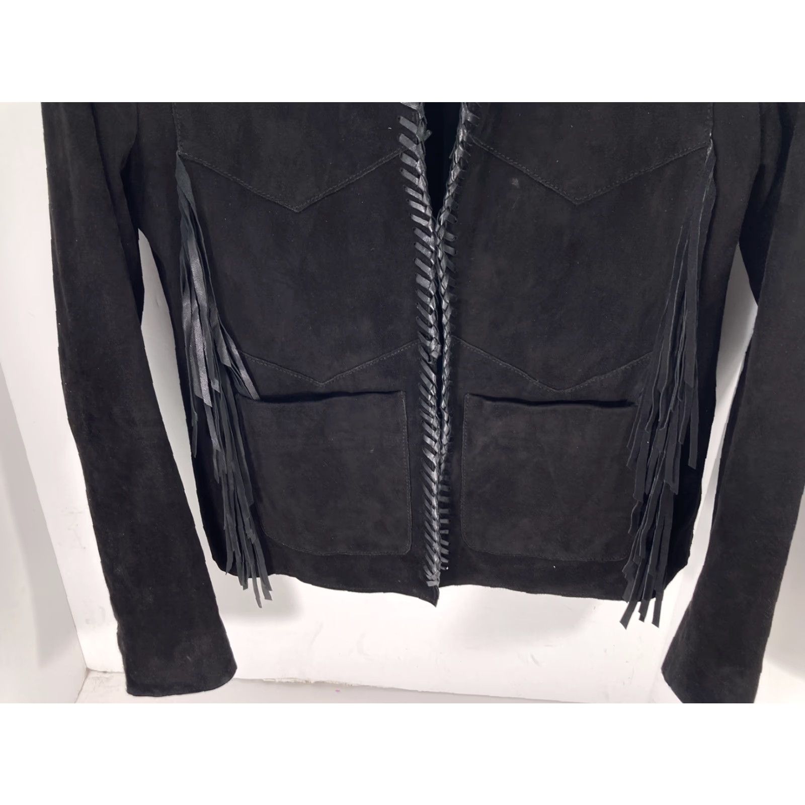 Maje VINTAGE Maje Lamb Leather Jacket Women Size 38 Black Fringe Western Rodeo Rockabilly Jacket Women Regular 38 Black Fringe Western Rodeo Rockabilly Size XS / US 0-2 / IT 36-38 - 3 Thumbnail