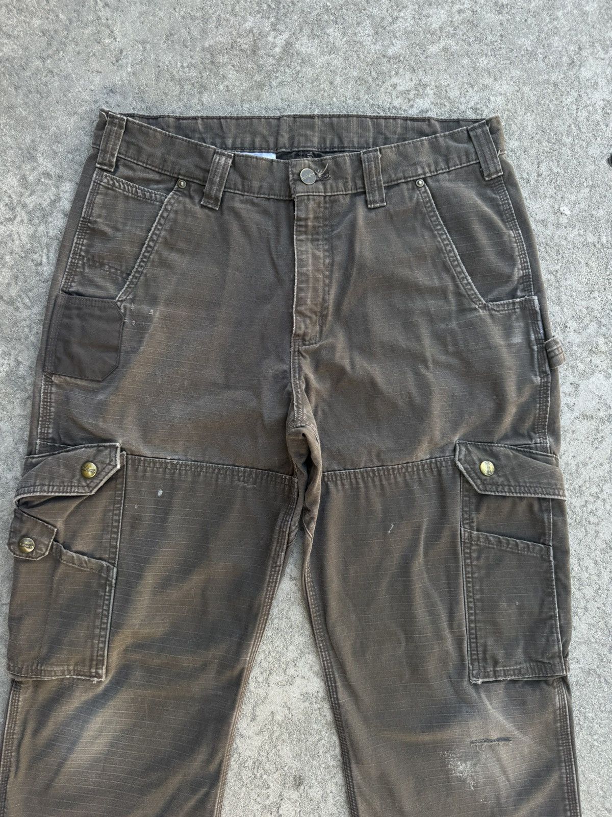 Carhartt × Vintage Vintage Carhartt B342 Green Double Knee Cargos Size US 33 - 2 Thumbnail