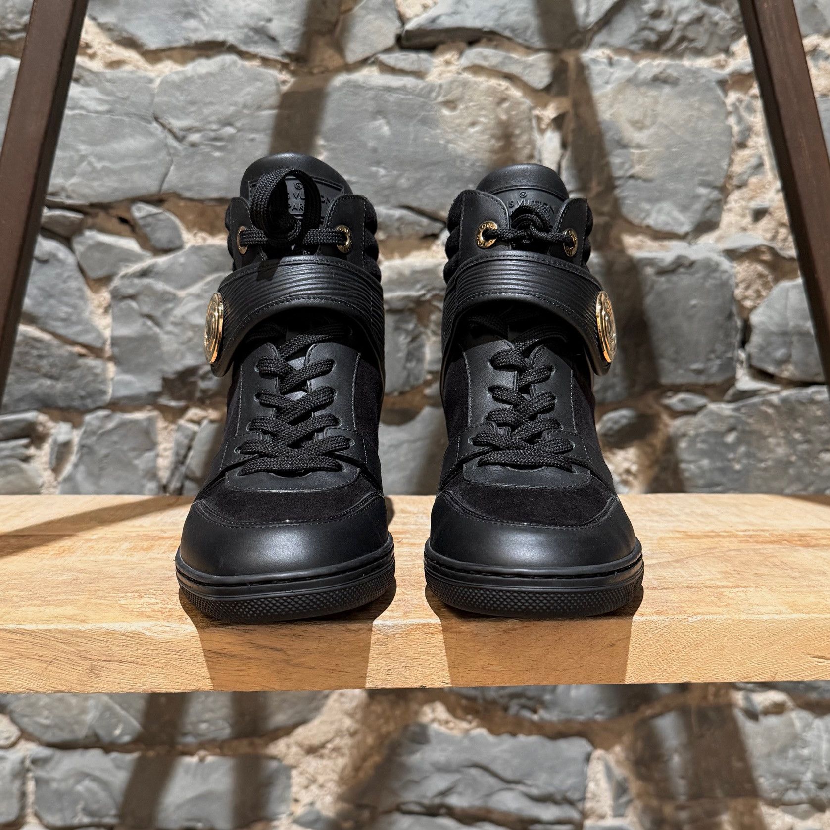 Louis Vuitton Louis Vuitton Black Epi Suede Wedges Sneakers Size US 7 / IT 37 - 4 Thumbnail