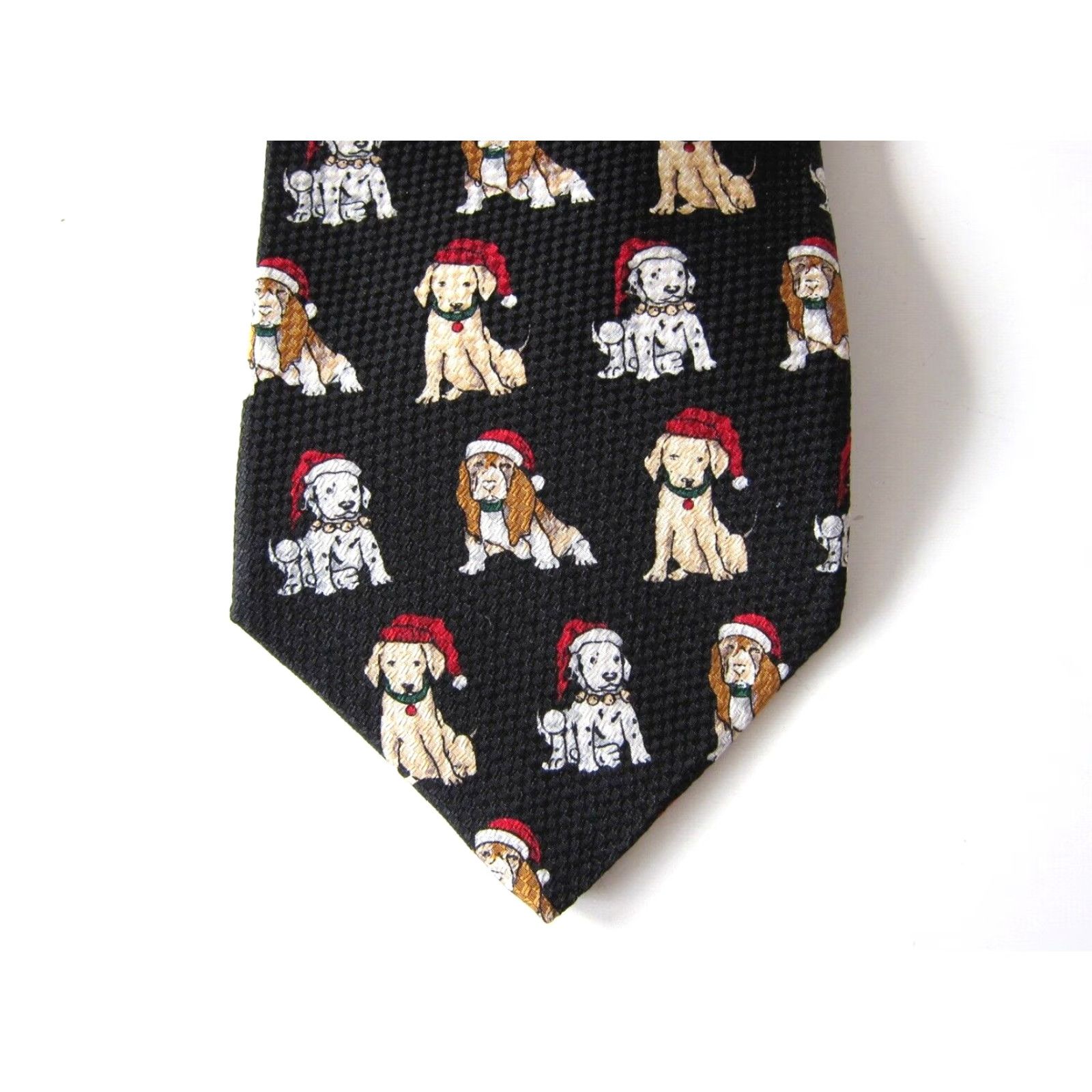 Vintage VINTAGE Robert Stock Made USA Black Red Christmas Puppies Dalmatian Dog Tie Men Silk Pattern Dog Tie Size ONE SIZE - 2 Thumbnail