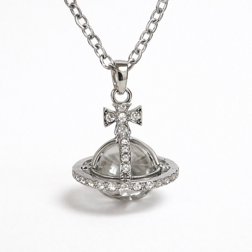 Vivienne Westwood Small Orb Necklace| Silver Crystal Pendant