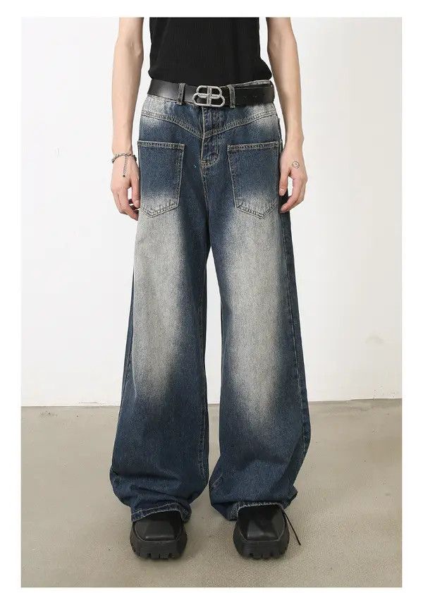 Japanese Brand Kahori x Rena Men's loose straight washed distressed jeans Size US 32 / EU 48 - 1 Thumbnail