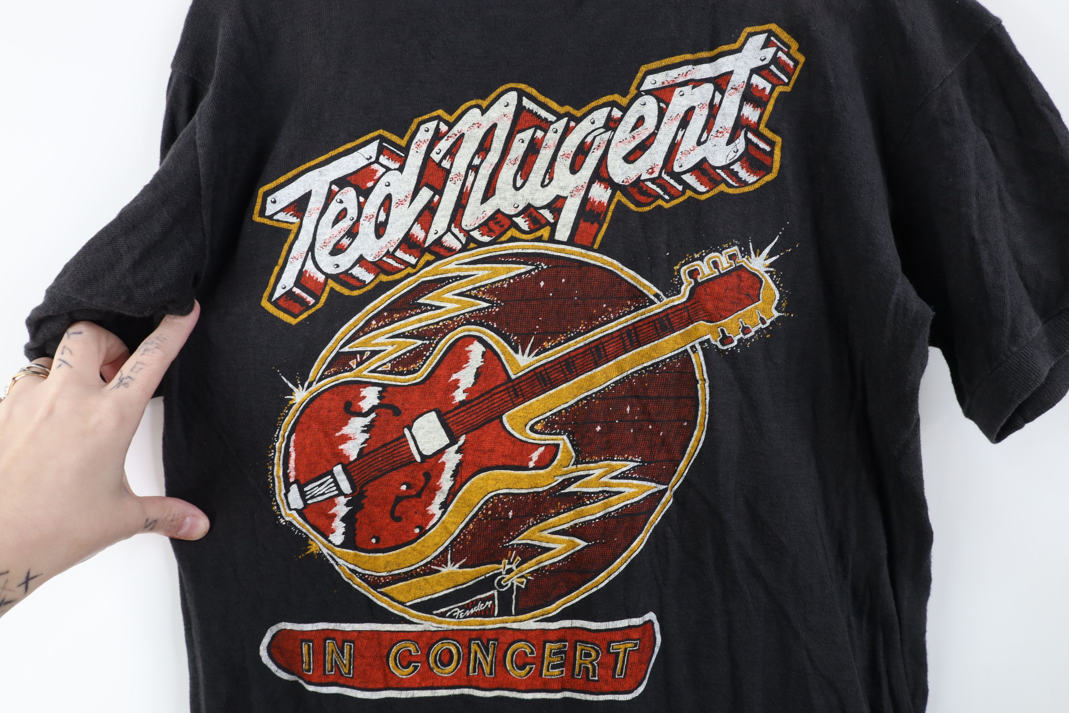 Vintage Vintage 80s Concert Tour Ted Nugent Band T-Shirt Black USA Size S / US 4 / IT 40 - 10 Thumbnail