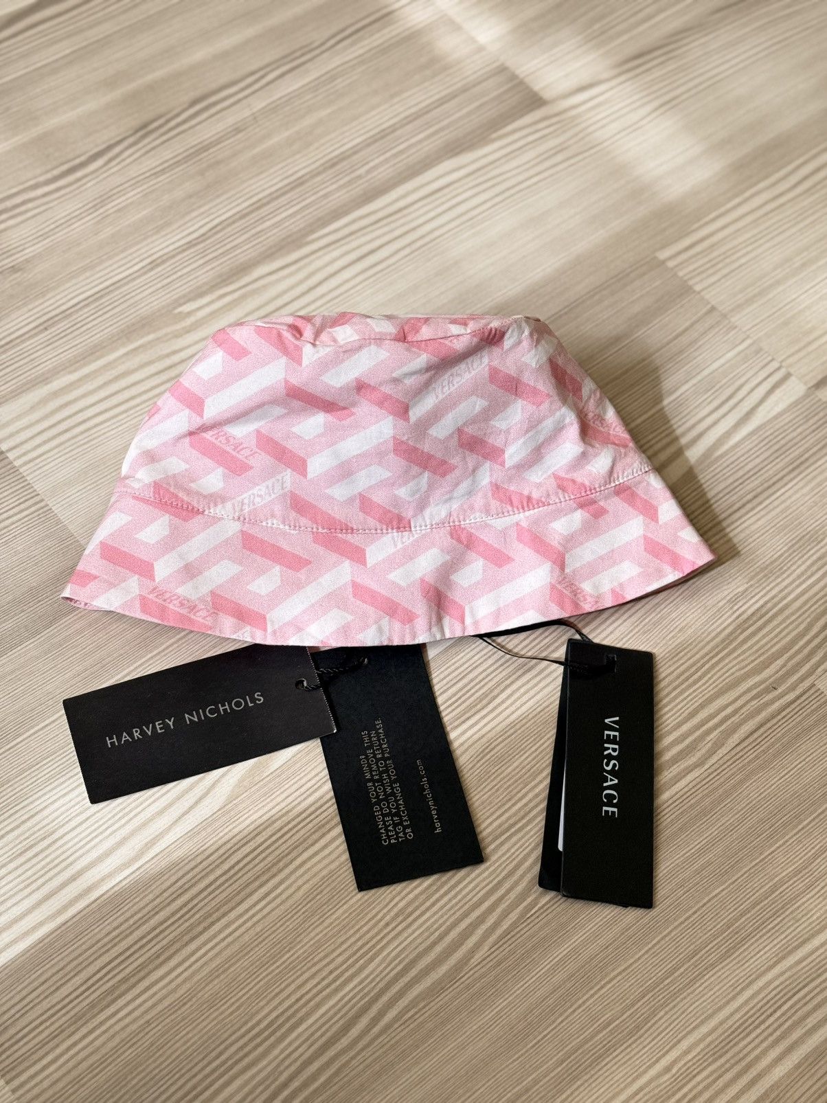 Versace BABY GIRLS Versace La Greca Bucket Hat Pink NWT - Size 42cm Size ONE SIZE - 1 Thumbnail