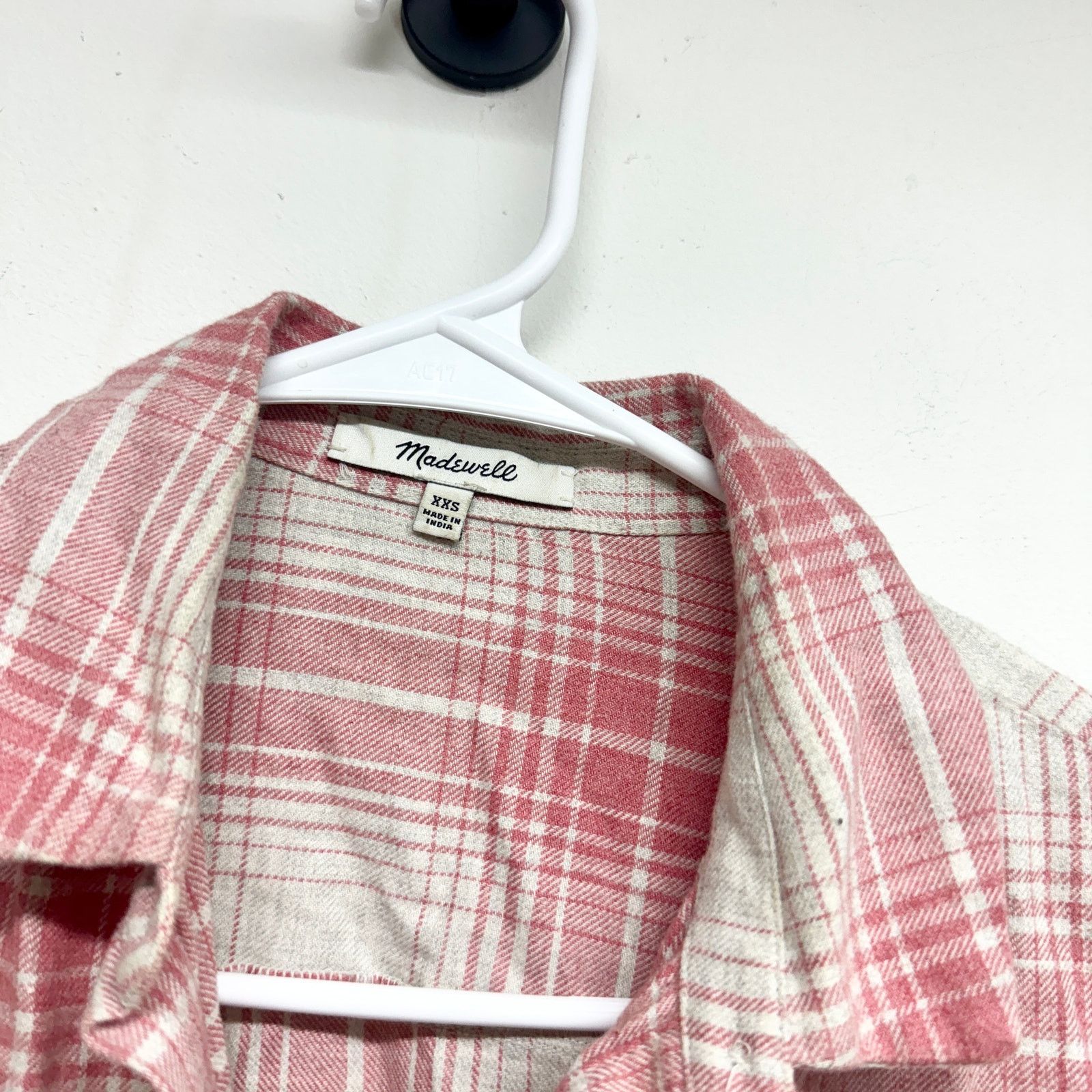Madewell Madewell Pink Cream Plaid Flannel Button Up Shirt Size XXS Size XXS / US 00 / IT 34 - 3 Thumbnail