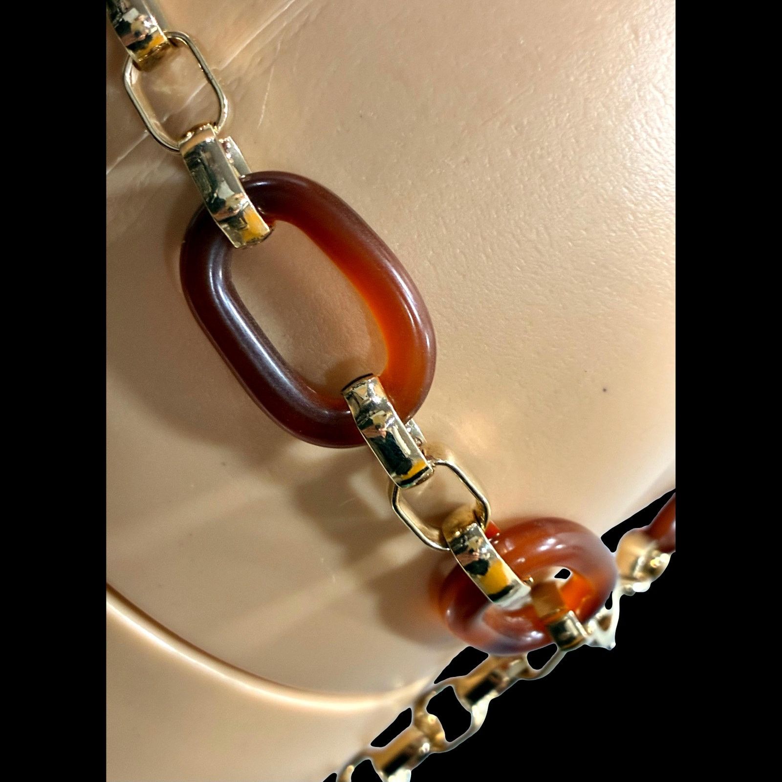 Vintage Liz Claiborne Gold & Faux Tortoise Chain Belt 90s