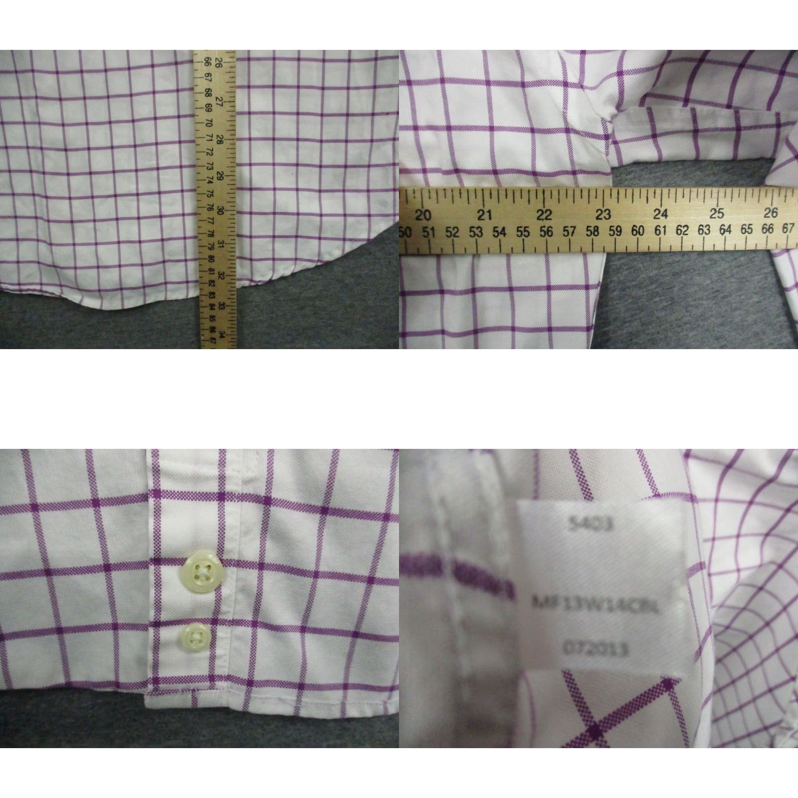 Peter Millar Peter Millar Nanoluxe Shirt Mens Large White Lavender Check Button-Up Shirt Size US L / EU 52-54 / 3 - 8 Thumbnail
