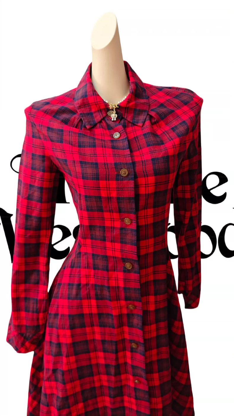 Vivienne Westwood Vivienne Westwood Red checkered long-sleeved shirt dress Size S / US 4 / IT 40 - 4 Thumbnail