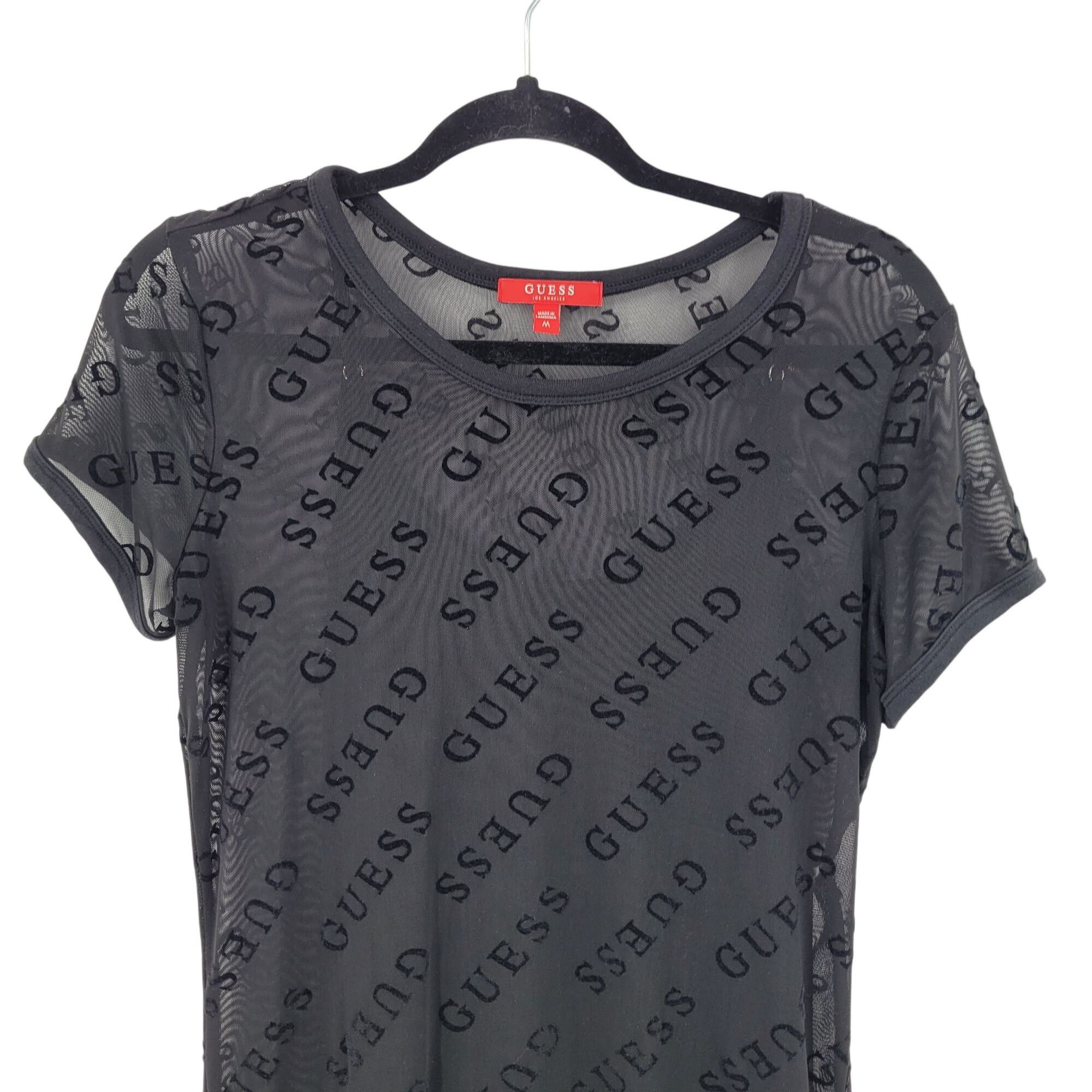 Guess Y2K Guess Black Sheer Mesh Velvet Logo Spell Out Mini Slip D Size M / US 6-8 / IT 42-44 - 9 Thumbnail