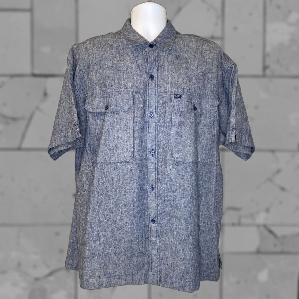 Vintage VINTAGE Koman Men’s Short Sleeve Light Blue Linen Cotton Button-Up Shirt Size XL Size US XL / EU 56 / 4 - 1 Thumbnail