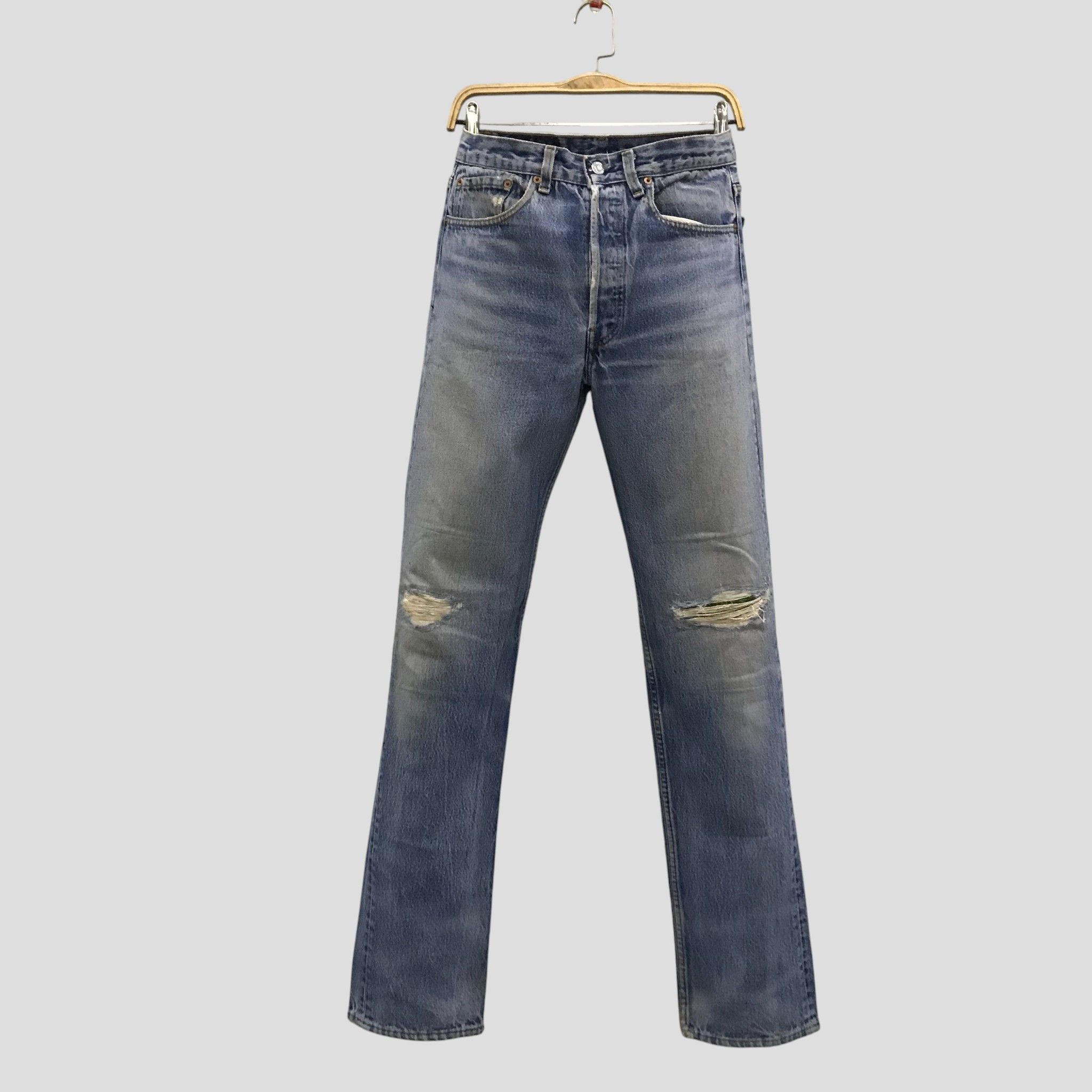 Levi's Vintage 90s Levi’s 501 Light Wash Distressed Ripped Size US 30 / EU 46 - 1 Thumbnail
